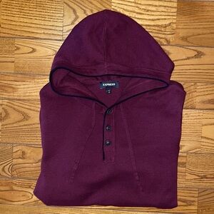 Express Henley Hoodie Dark Maroon Black Mens XL